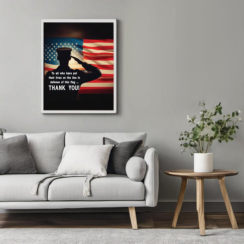 Posterizer 1 pcs-To All Who Have Defended This Flag-thank you-Motivational & Inspirational Art-Gift for Patriots, America Fans-Living Room Bedroom...